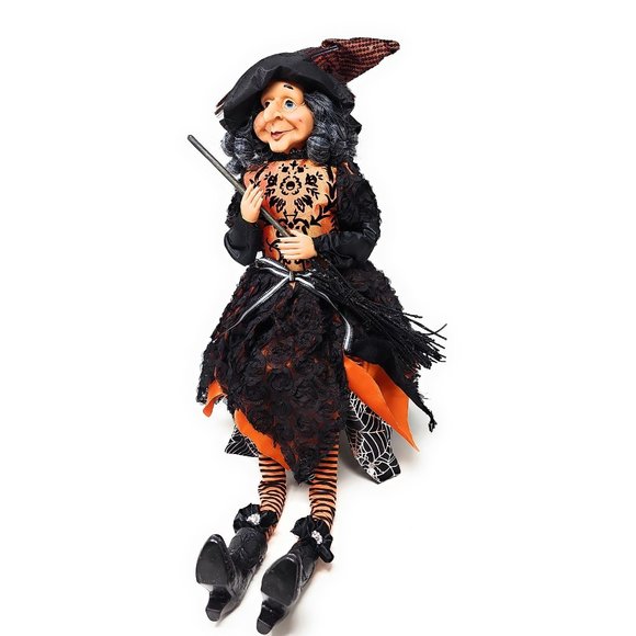 Halloween Elf Witch 24" Broomstick Party Decor Wreath Center - Picture 4 of 7